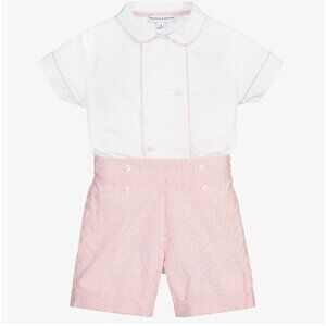 NWT Beatrice & George Boys Red & White Cotton Buster Suit Size 5-6